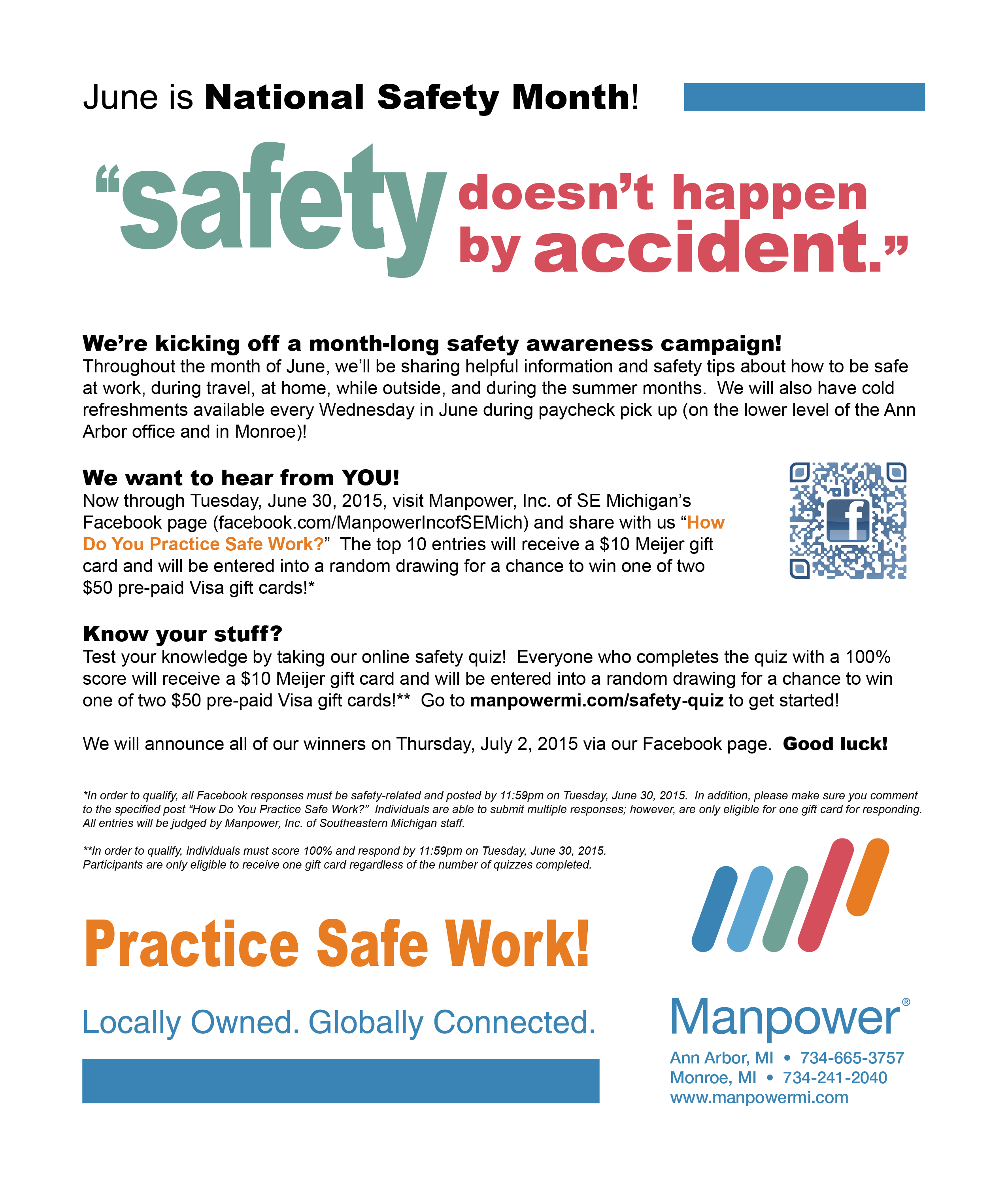 It's National Safety Month! Stay Safe. Earn Great Prizes! ManpowerMI